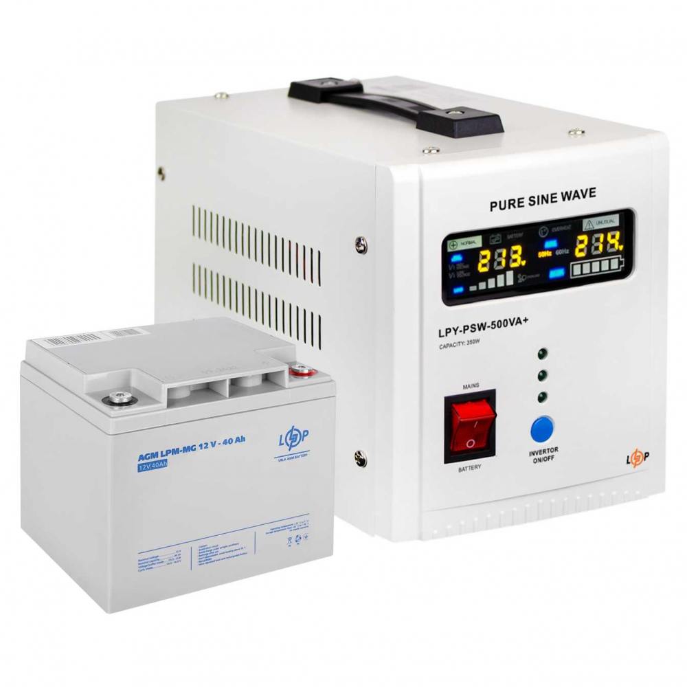 Комплект резервного живлення LogicPower ДБЖ 500 + мультигелевая батарея 520W