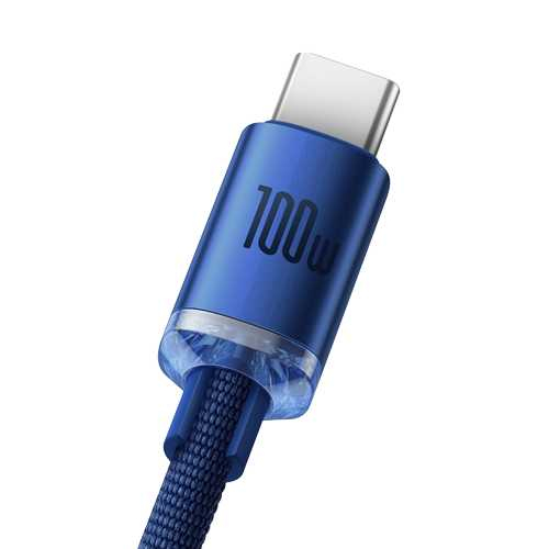 USB кабель Baseus Crystal Shine USB 2.0 to Type-C 100W 2M Синій (CAJY000503)