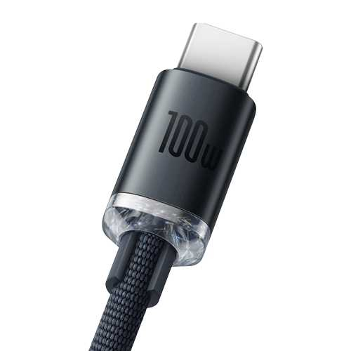 USB кабель Baseus Crystal Shine USB 2.0 to Type-C 100W 1.2M Чорний (CAJY000401)