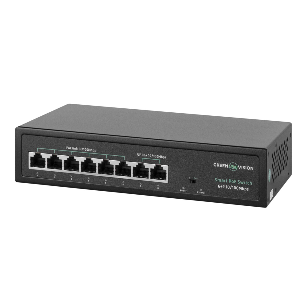 POE комутатор Green Vision GV-015-D-06+2P