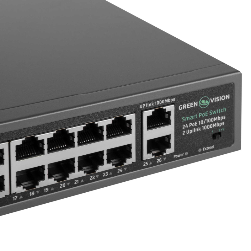 POE комутатор Green Vision POE GV-017-D-24+2PG
