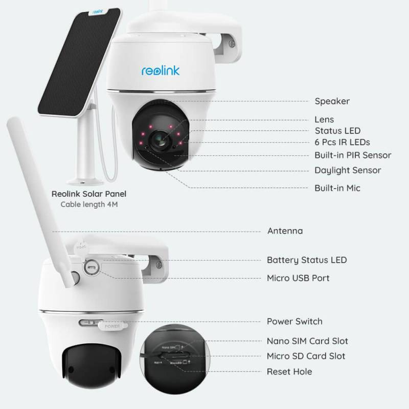 IP відеокамера Reolink Go PT Plus + SP 4G/3G/LTE