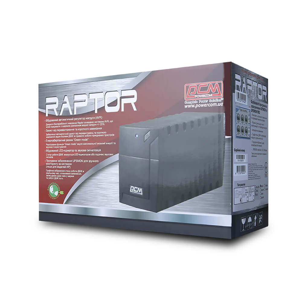 Джерело безперебійного живлення Powercom RPT-1000AP Schuko 1000ВА / 600Вт лінійно-інтерактивне (182503)