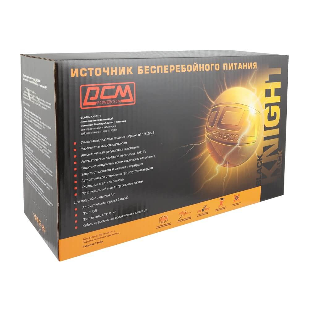 Джерело безперебійного живлення Powercom BNT-1000AP Schuko 1000ВА / 600Вт лінійно-інтерактивне (182464)