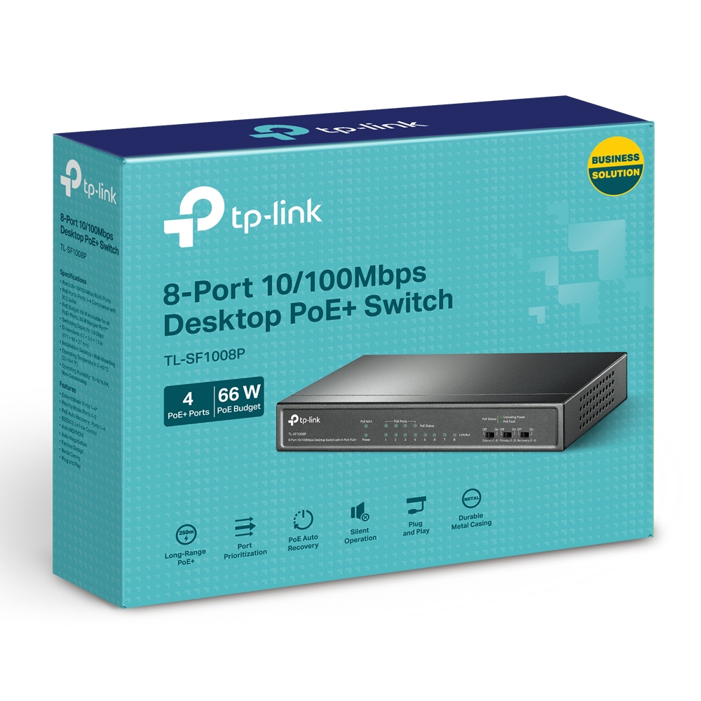 POE комутатор TP-Link TL-SF1008P 8-портовий з 4 PoE+