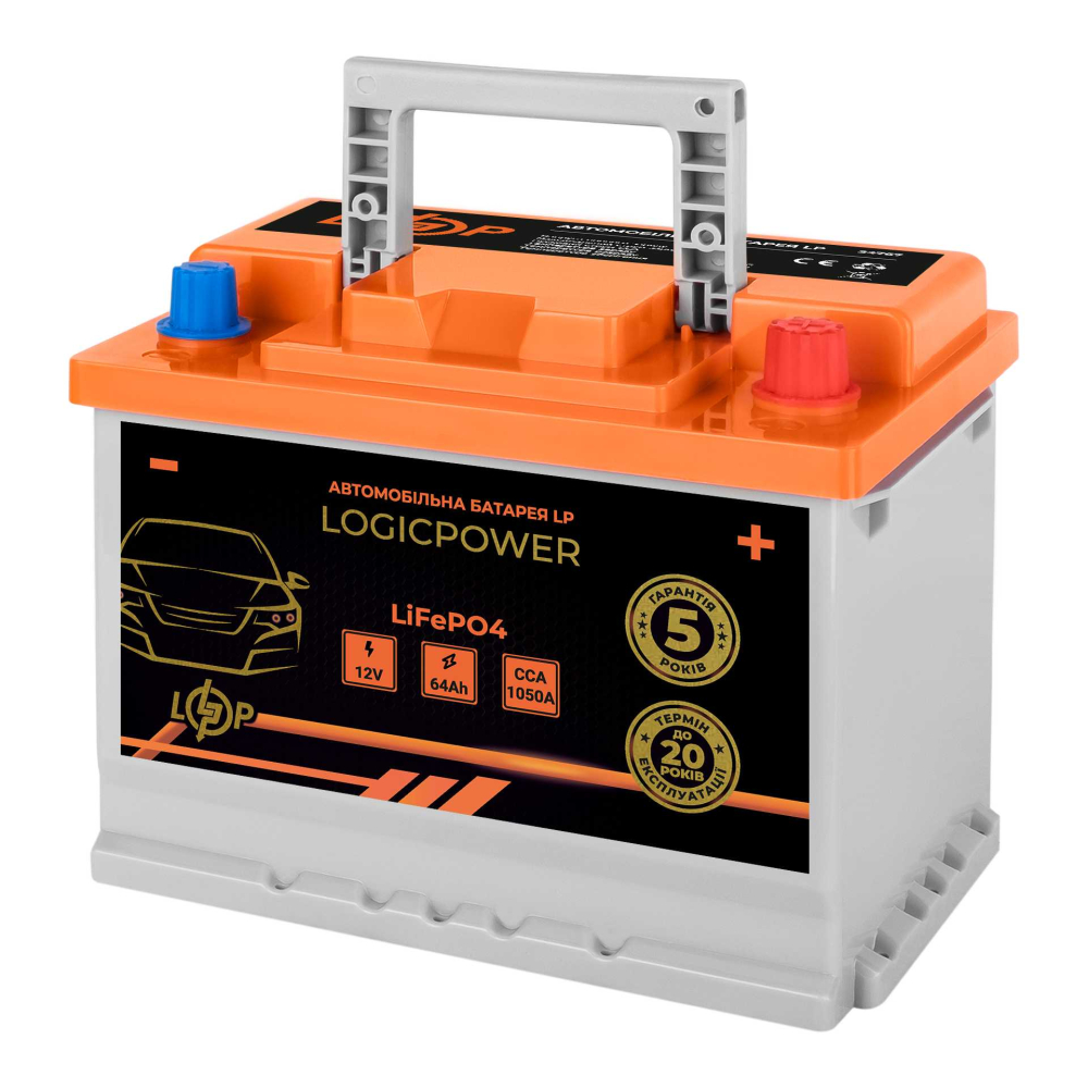Акумулятор LogicPower LP LiFePO4 12V - 64 Ah (+ праворуч) BMS 1050А
