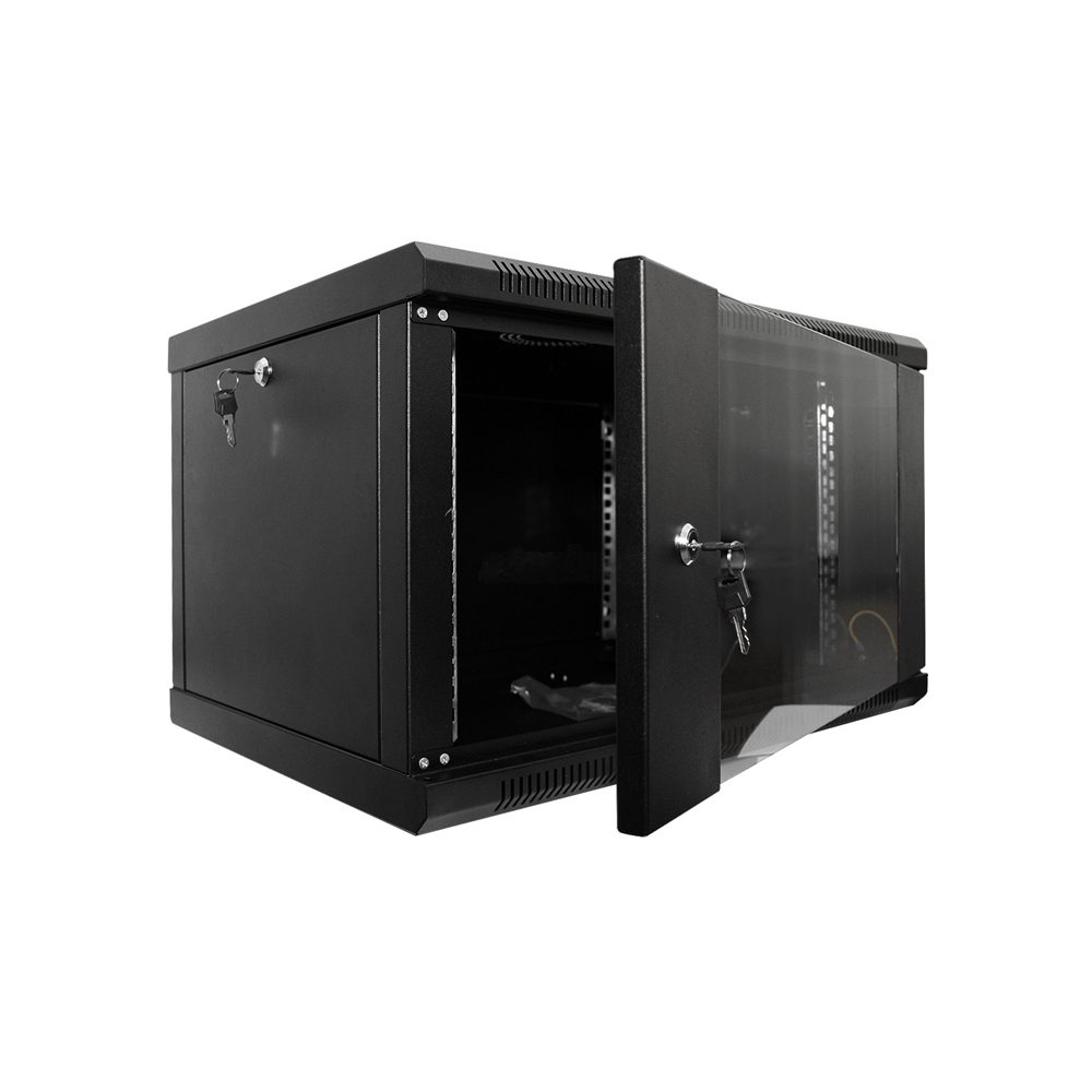 Шафа SteelNet 6U 600 x 350 для мережевого обладнання (скло, чорний)