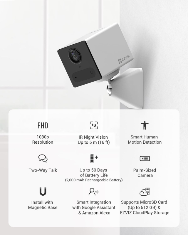 Комплект з камерою та розеткою Ezviz CS-CB2 (1080P,WH)+CS-T30-10B-EU