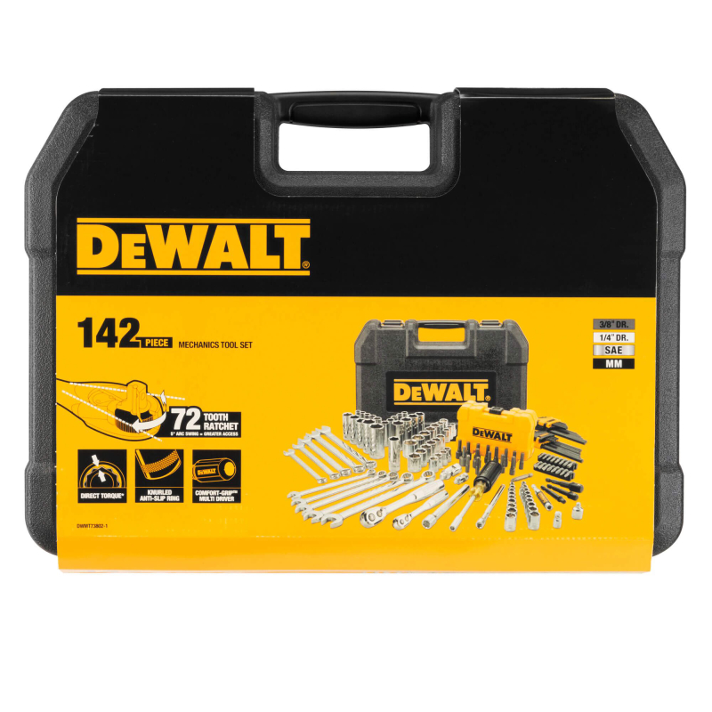 Набір інструментів DeWALT 1/4, 3/8, 142 предмети. DWMT73802-1