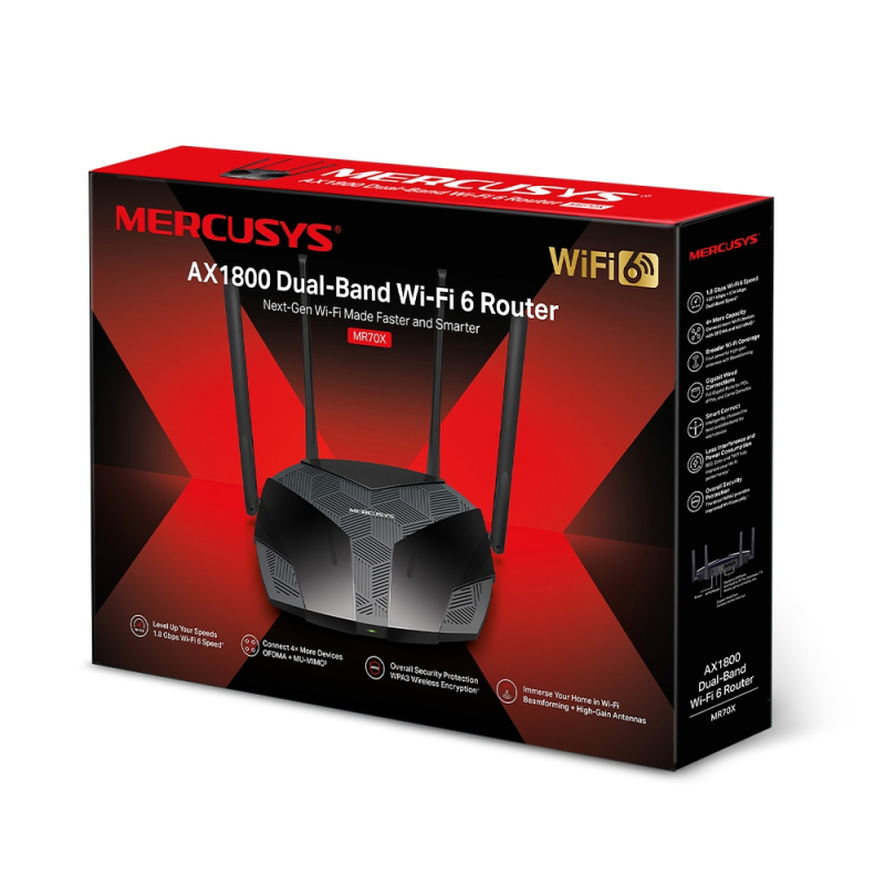 Маршрутизатор Mercusys  MR70X AX1800 3xGE LAN 1xGE WAN MU-MIMO OFDMA