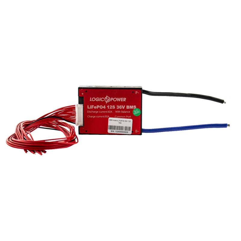 BMS плата LogicPower 36V 12S Dis 60A Ch 30A