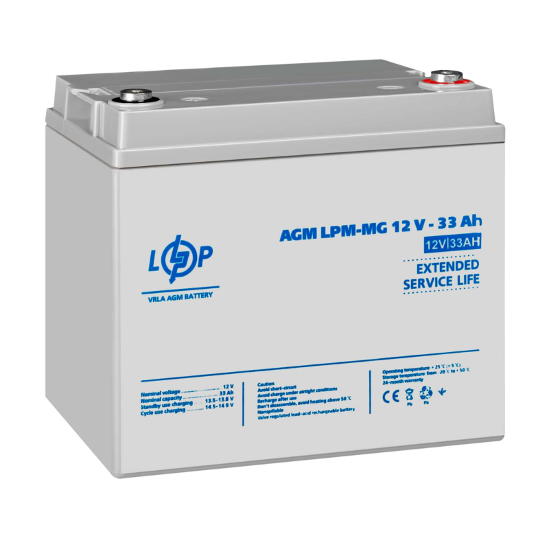 Акумулятор LogicPower LPM-MG 12V - 33 Ah + справа