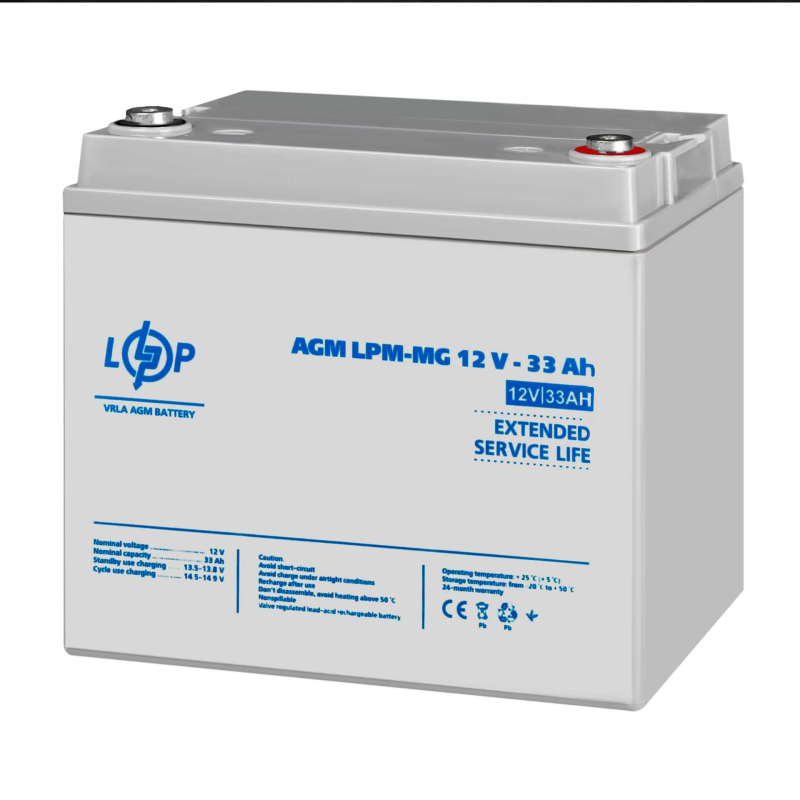 Акумулятор LogicPower LPM-MG 12V - 33 Ah + справа