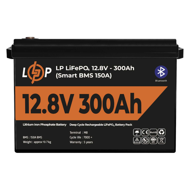 Акумулятор LogicPower LiFePO4 12,8V - 300 Ah (3840Wh) (Smart BMS 200А) з BT пластик