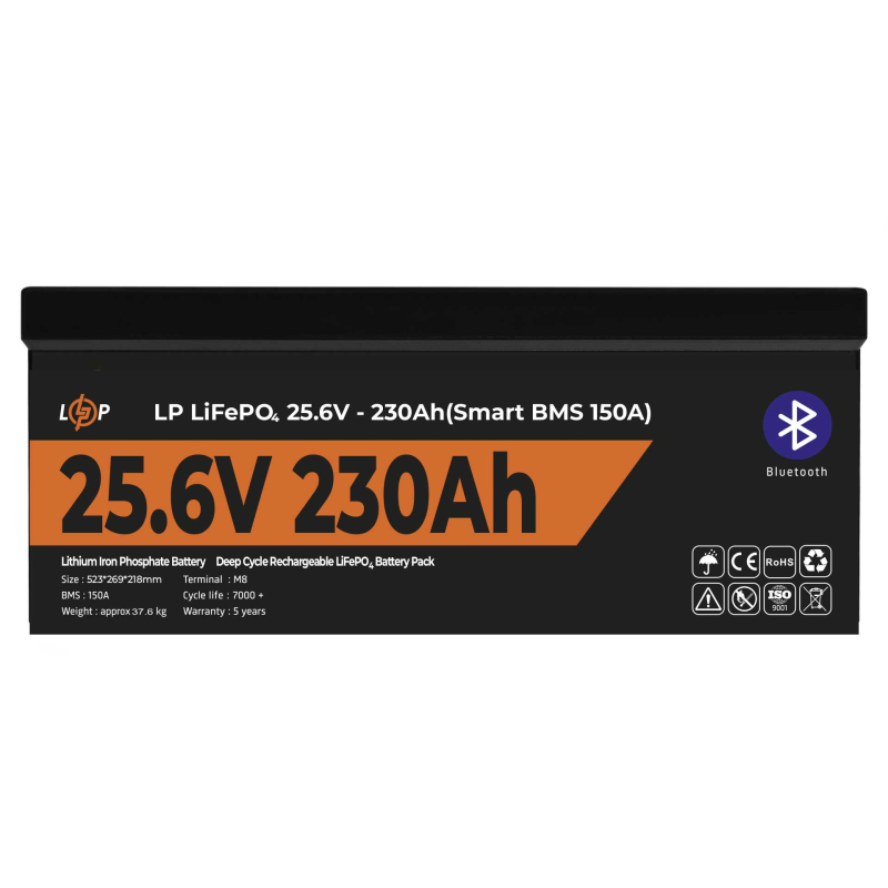 Акумулятор LogicPower LiFePO4 25,6V - 230 Ah (5888Wh) (Smart BMS 150А) з BT пластик
