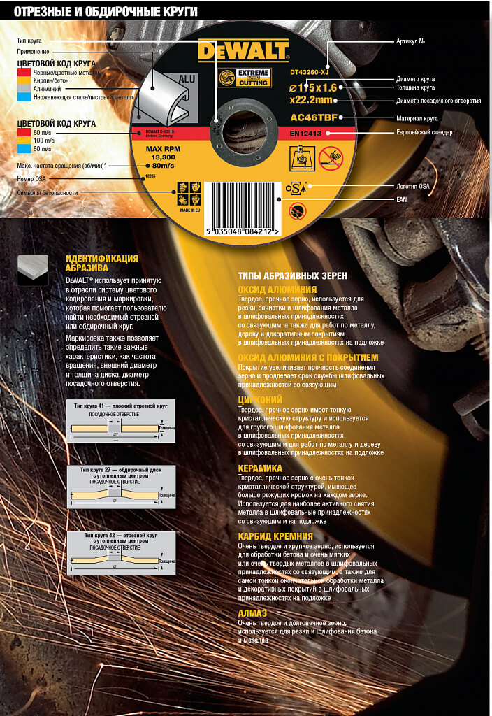 Відрізний круг DeWALT DT42601Z