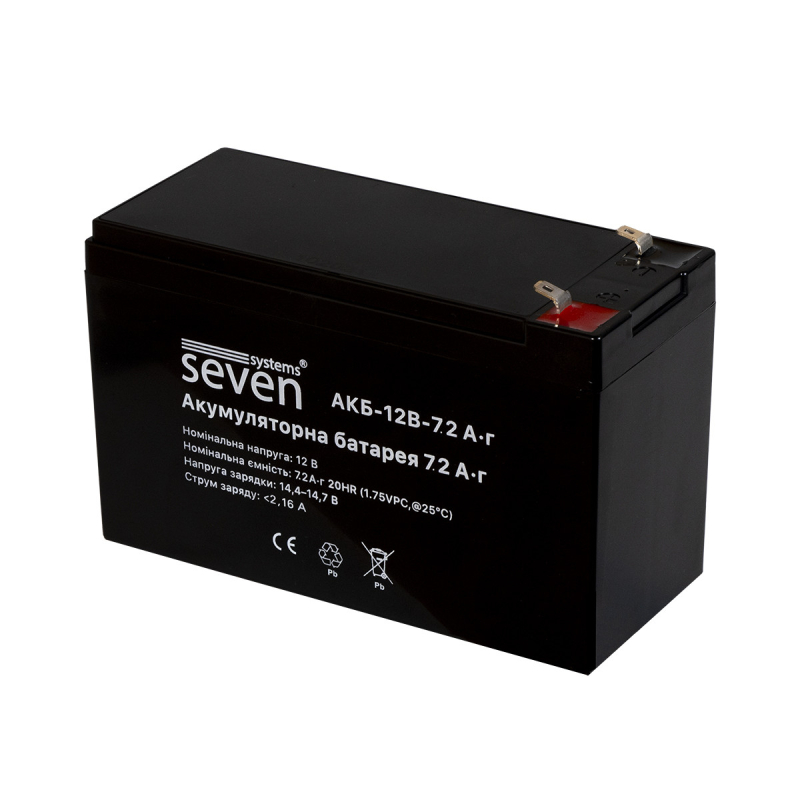 Акумулятор SEVEN Systems 12В/7,2Ач (АКБ7,2)
