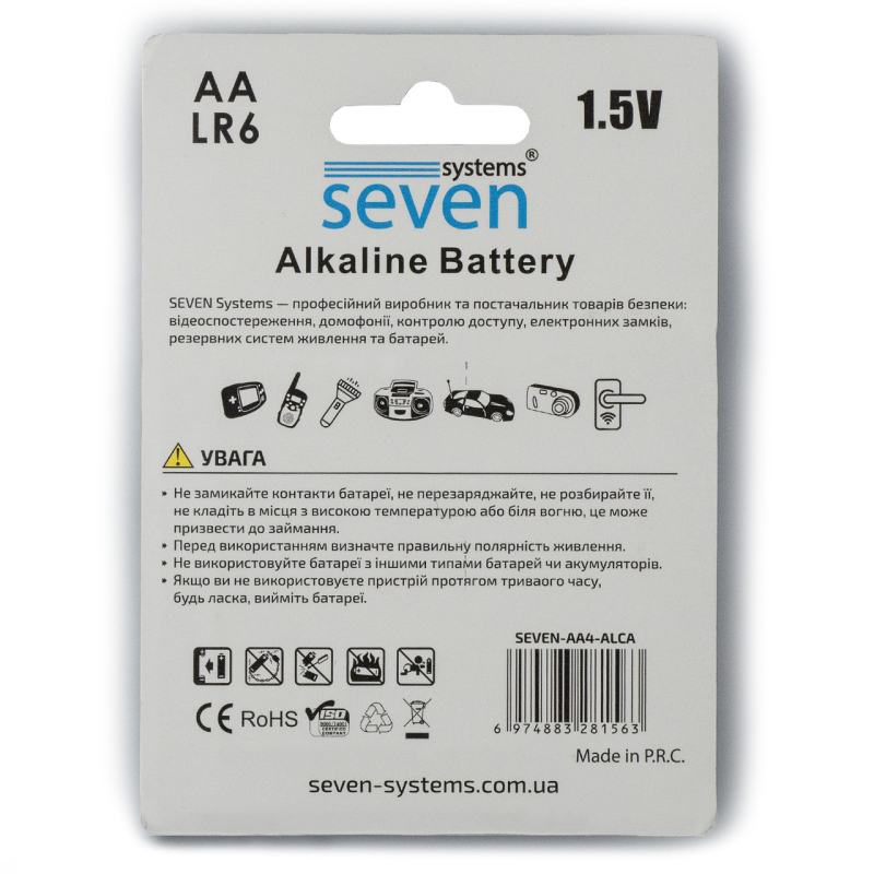 Батарейка SEVEN Systems LR6 AA 1.5V 4 шт SEVENLR6 AA4