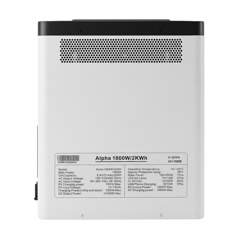Портативне джерело живлення SAKO Alpha-ESS-1000W/2KWh потужність 1000 Вт, енергоємність 2009.6 Вт·год, LifePO4