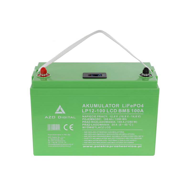 Акумуляторна батарея AZO Digital LiFePO4 LP12-100 100Ah 12V 100A LCD