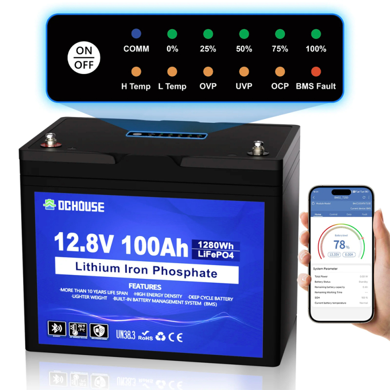 Акумулятор DC HOUSE LiFePO4 12.8V 100Ah Bluetooth (ECO-LFP1210003)