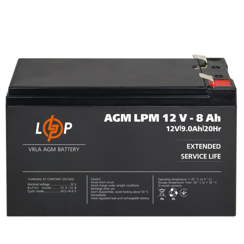 Акумулятор LogicPower AGM LPM 12V - 8 Ah
