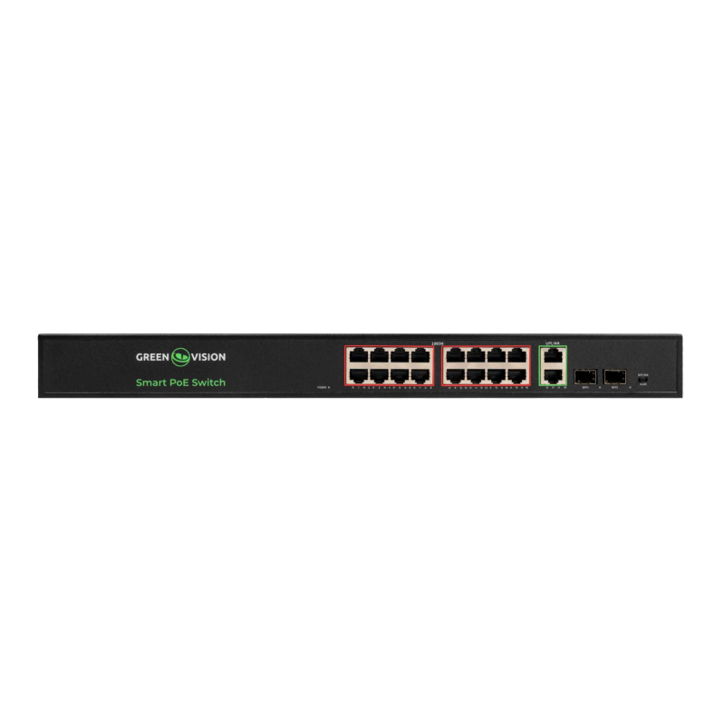 POE комутатор Green Vision GV-022-D-16G+2PG+2SFP