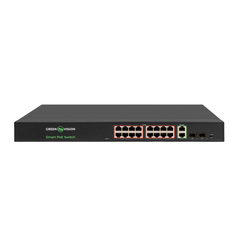 POE комутатор Green Vision GV-022-D-16G+2PG+2SFP