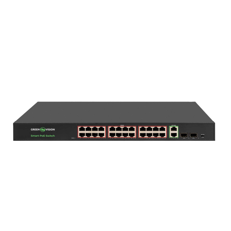 POE комутатор Green Vision GV-023-D-24G+2PG+2SFP