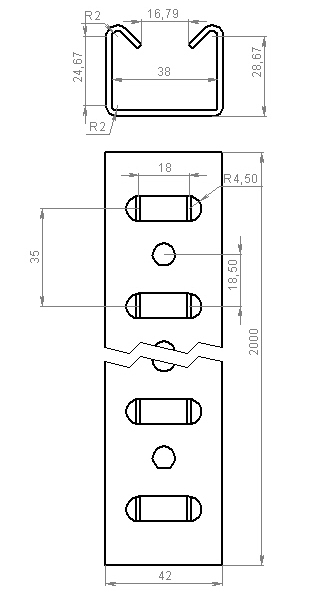 Напрямний профіль CMS 42х32х2.0 мм (L-2000 мм) (WCS4232)