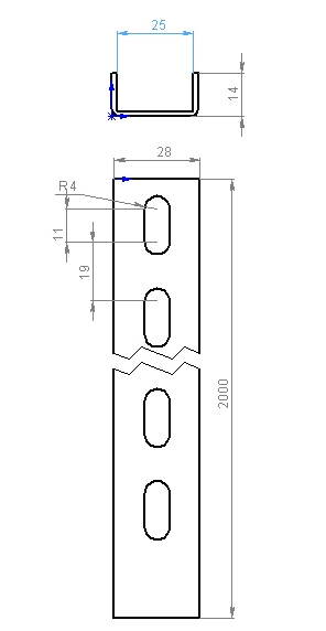 Напрямний профіль CMS 28x14х1.5 мм (L-2000 мм) (WCS2814)