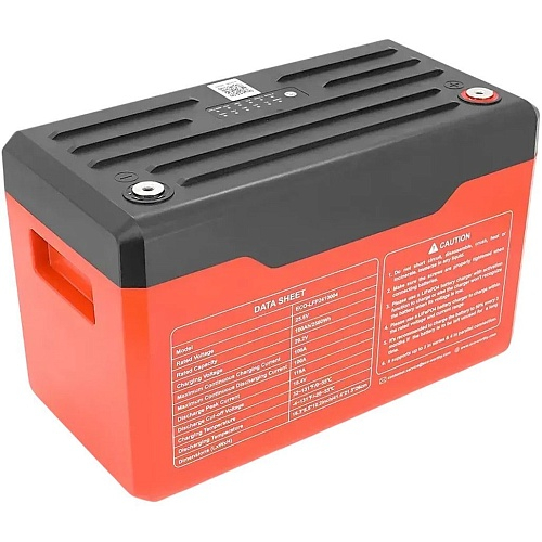 Акумуляторна батарея Eco-Worthy 25,6V 100Ah,(100 / 100A), 0&deg;C до 60&deg;C, індикатор заряду, винт M8, 414*215*260 мм. 18 кг