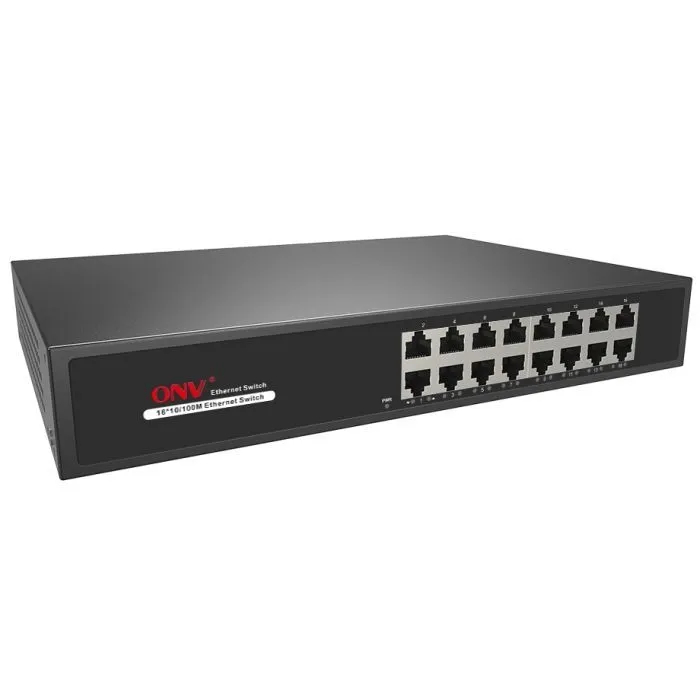 POE комутатор ONV Ethernet H1016 у металевому корпусі, 16*100Мб портів, 270х181х44 мм