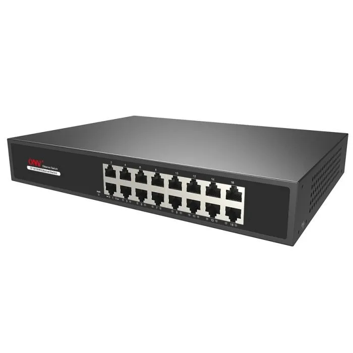 POE комутатор ONV Ethernet H1016 у металевому корпусі, 16*100Мб портів, 270х181х44 мм