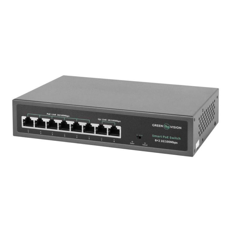 Комутатор Green Vision GV-014-D-06+2P POE