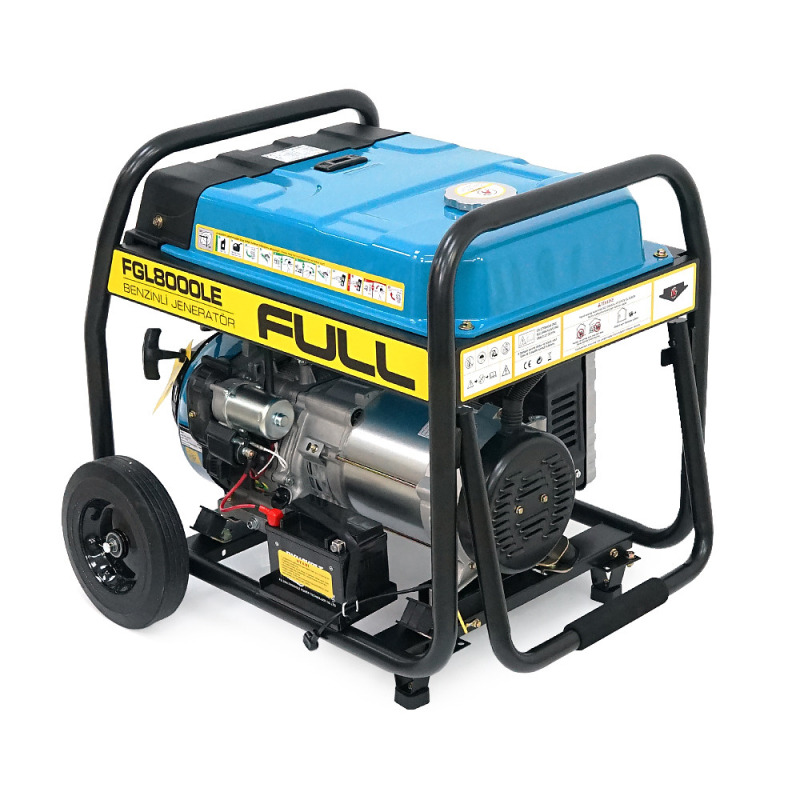 Бензиновий генератор FULL Generator FGL 8000LE, 1-фазний 230V, 50Hz, 8.1kVA / 6.5kW, бак 28 л, витрата 2.6 л / год, пуск: ручний / стартер (без АКБ), 720х530х610 мм, 78 кг