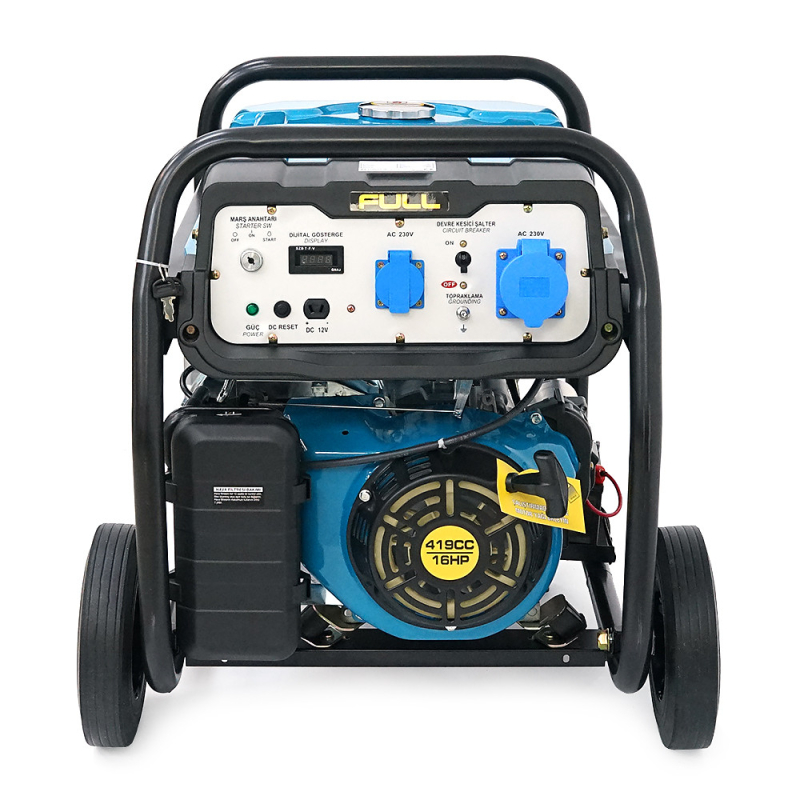 Бензиновий генератор FULL Generator FGL 8000LE, 1-фазний 230V, 50Hz, 8.1kVA / 6.5kW, бак 28 л, витрата 2.6 л / год, пуск: ручний / стартер (без АКБ), 720х530х610 мм, 78 кг
