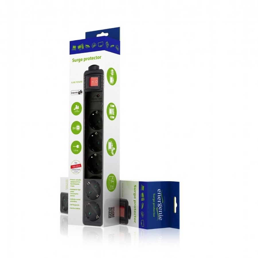Мережевий фільтр EnerGenie SPG5-C-5 5 розеток 1.8m чорний