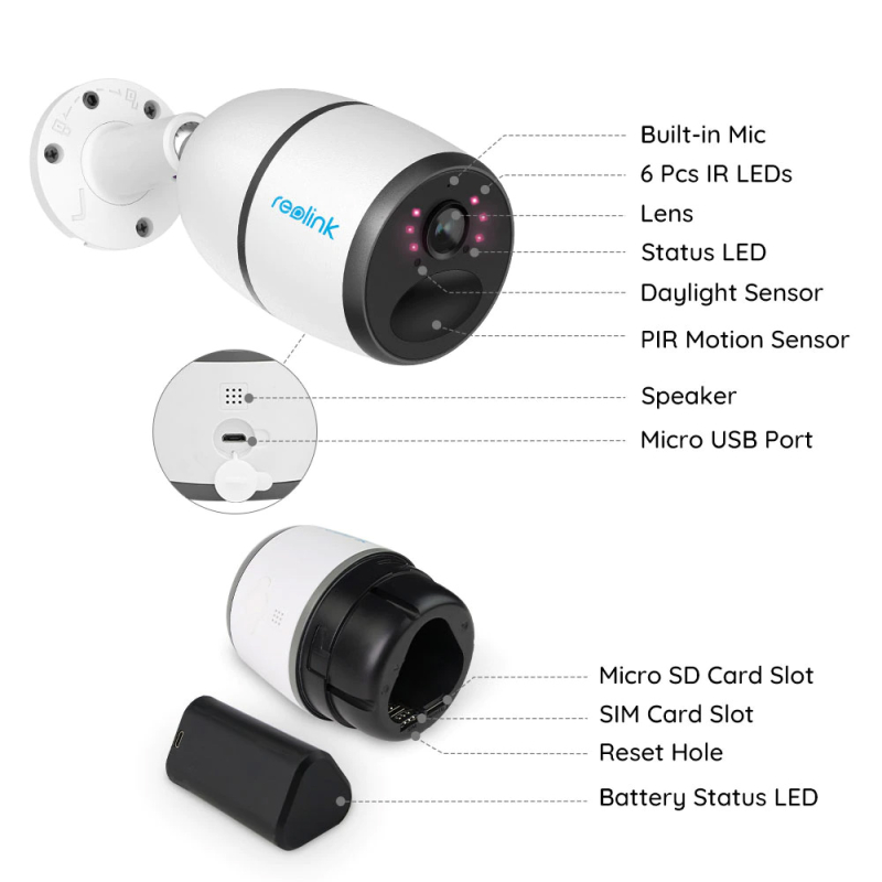 IP відеокамера Reolink 4MP  Go Plus автономна вулична 4G/3G/LTE
